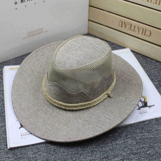 Men Women Outdoor Mesh Breathable Cowboy Hat Travel Sunshade Visor Hat