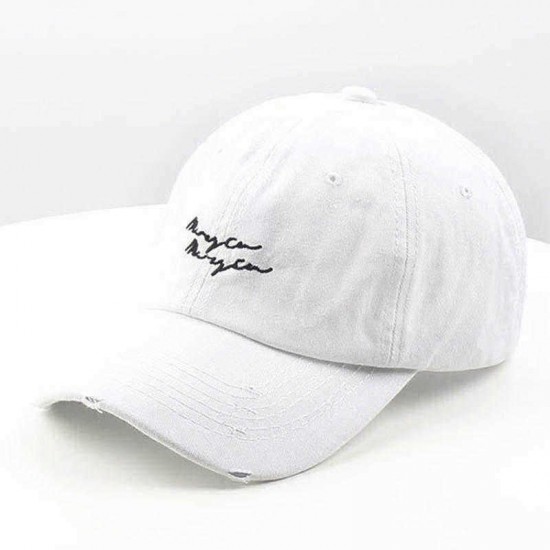 Men Women Outdoor Vintage Letter Embroidery Baseball Cap Washed Cotton Peaked Cap