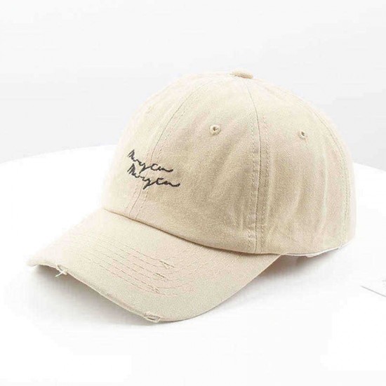 Men Women Outdoor Vintage Letter Embroidery Baseball Cap Washed Cotton Peaked Cap