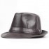 Men Women PU Leather Plain Weave Crimping Brim Casual Jazz Top Hat