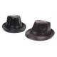 Men Women PU Leather Plain Weave Crimping Brim Casual Jazz Top Hat