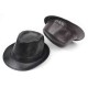 Men Women PU Leather Plain Weave Crimping Brim Casual Jazz Top Hat