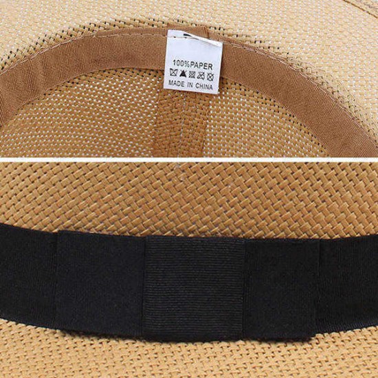 Men Women Panama Straw Hat Classic Western Beach Sun Wide Brim Bucket Caps