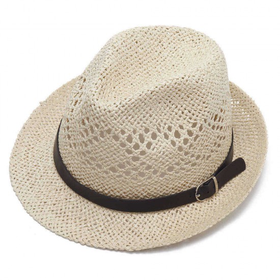 Men Women Personalized Handmade Straw Jazz Hat Outdoor Travel Beach Breathable Mesh Hollow Sun Cap