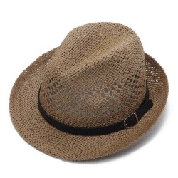 Men Women Personalized Handmade Straw Jazz Hat Outdoor Travel Beach Breathable Mesh Hollow Sun Cap