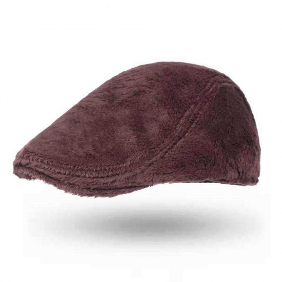 Men Women Plush Painter Beret Caps Outdoor Winter Warm Gatsby Newsboy Hat