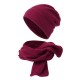 Men Women Polar Fleece Two-Piece Hat Scarf Set Outdoor Warm Vintage Plain Beanie Scarves