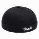 Men Women Retro Letter Embroidery Brimless Hats Breathable Cotton Sailor Cap