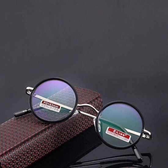 Men Women Retro Round Presbyopic Glasses HD Comfortable Reading Glasses With Case