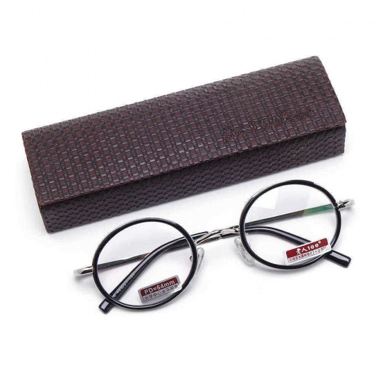 Men Women Retro Round Presbyopic Glasses HD Comfortable Reading Glasses With Case