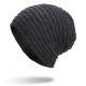 Men Women Special Stripe Plus Velvet Knitted Hat Outdoor Double Layers Slouch Beanie Caps