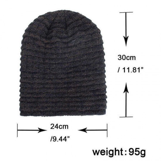 Men Women Special Stripe Plus Velvet Knitted Hat Outdoor Double Layers Slouch Beanie Caps