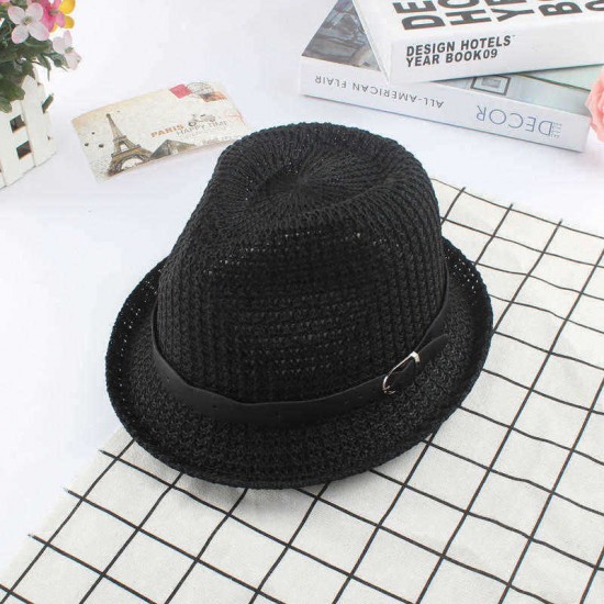 Men Women Straw Knited Sunscreen Jazz Hat Outdoor Casual Travel Breathable Hat