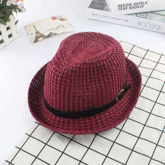 Men Women Straw Knited Sunscreen Jazz Hat Outdoor Casual Travel Breathable Hat