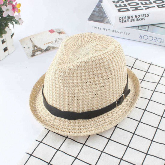 Men Women Straw Knited Sunscreen Jazz Hat Outdoor Casual Travel Breathable Hat