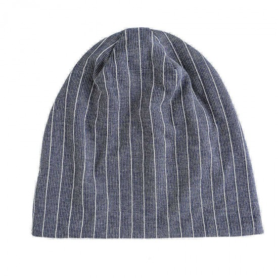 Men Women Stripe Slouchy Headwear Bonnet Hat Outdoor Winter Cotton Skull Cap Beanie