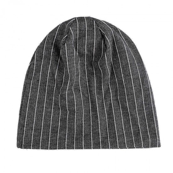 Men Women Stripe Slouchy Headwear Bonnet Hat Outdoor Winter Cotton Skull Cap Beanie