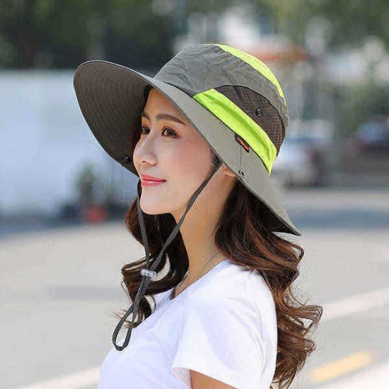 Men Women Summer Breathable Fisherman Cap Foldable Wide Brim Sunscreen Bucket Hat