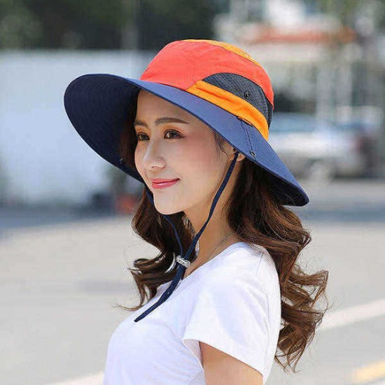 Men Women Summer Breathable Fisherman Cap Foldable Wide Brim Sunscreen Bucket Hat