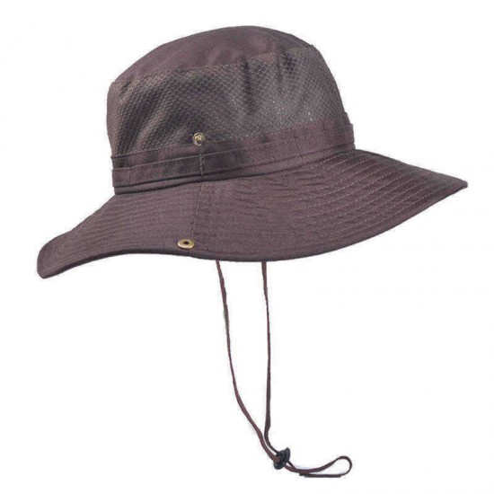 Men Women Summer Foldable Visor Bucket Hat Fishing Hat Outdoor Climbing Mesh Sunshade Cap