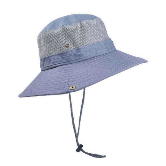 Men Women Summer Foldable Visor Bucket Hat Fishing Hat Outdoor Climbing Mesh Sunshade Cap