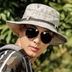 Men Women Summer Outdoor Embroidery Cotton Fishing Hat Sunshade Adjustable Visor Hat