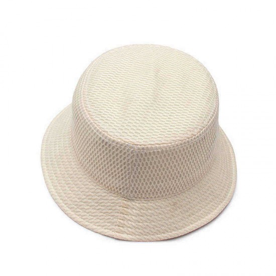 Men Women Summer Outdoor Mesh Breathable Fishing Hat Solid Color Sunshade Hat