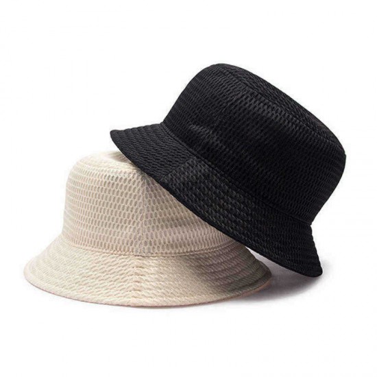 Men Women Summer Outdoor Mesh Breathable Fishing Hat Solid Color Sunshade Hat