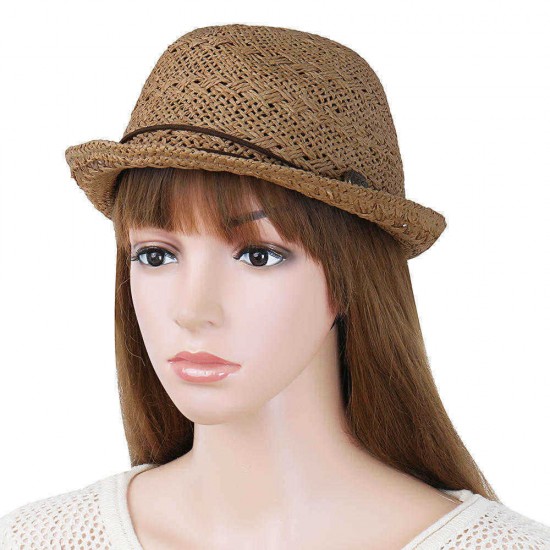 Men Women Summer Straw Knited Sunscreen Jazz Hat Outdoor Casual Travel Breathable Hat