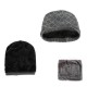 Men Women Thicken Coral Fleece Brimless Knitted Cap Scarf Set Winter Warm Beanie Hat