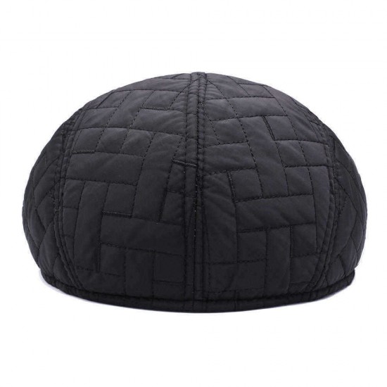 Men Women Thickened Windproof Peaked Cap Embroidery Earmuffs Cotton Beret Hat