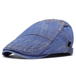 Men Women Vintage Denim Adjustable Peaked Cap Cotton Cabbie Hat