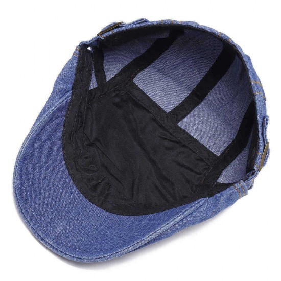 Men Women Vintage Denim Adjustable Peaked Cap Cotton Cabbie Hat