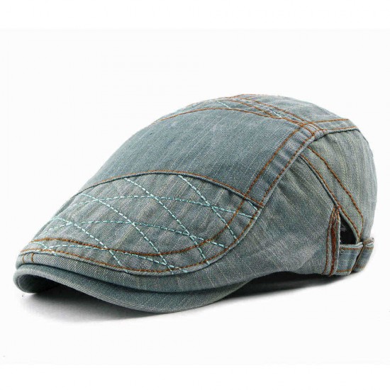 Men Women Vintage Denim Adjustable Peaked Cap Cotton Cabbie Hat