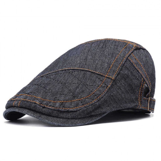 Men Women Vintage Denim Adjustable Peaked Cap Cotton Cabbie Hat