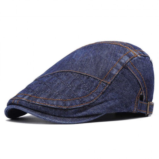 Men Women Vintage Denim Adjustable Peaked Cap Cotton Cabbie Hat