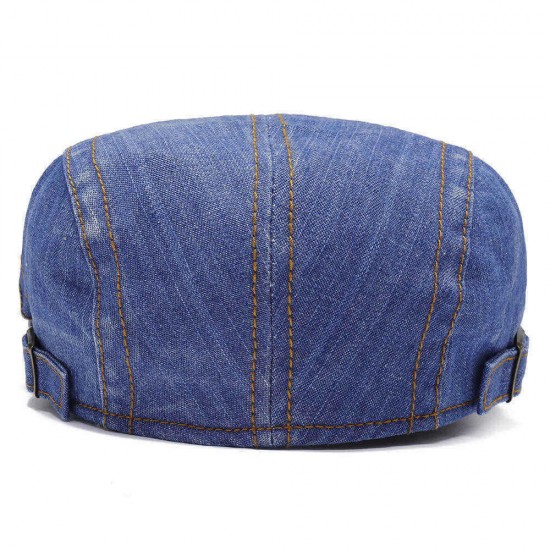 Men Women Vintage Denim Adjustable Peaked Cap Cotton Cabbie Hat