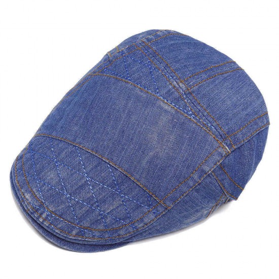 Men Women Vintage Denim Adjustable Peaked Cap Cotton Cabbie Hat