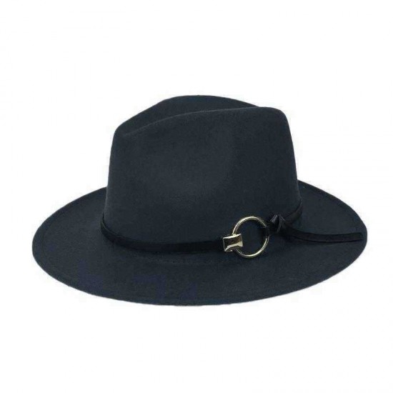 Men Women Vintage Felt Panama Style Beach Jazz Hat England Wide Brimmed Top Hat