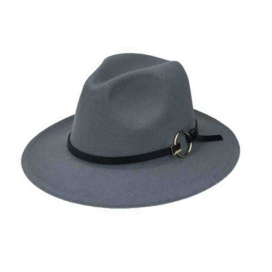 Men Women Vintage Felt Panama Style Beach Jazz Hat England Wide Brimmed Top Hat