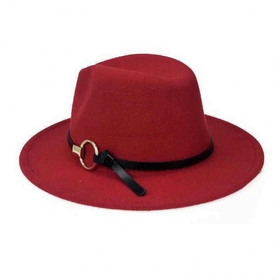 Men Women Vintage Felt Panama Style Beach Jazz Hat England Wide Brimmed Top Hat