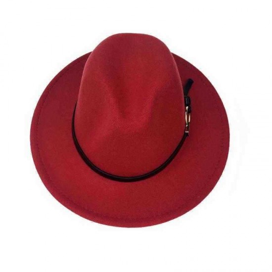 Men Women Vintage Felt Panama Style Beach Jazz Hat England Wide Brimmed Top Hat