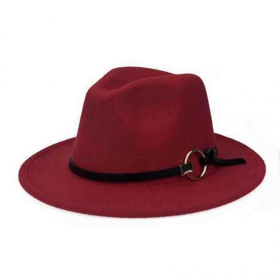 Men Women Vintage Felt Panama Style Beach Jazz Hat England Wide Brimmed Top Hat