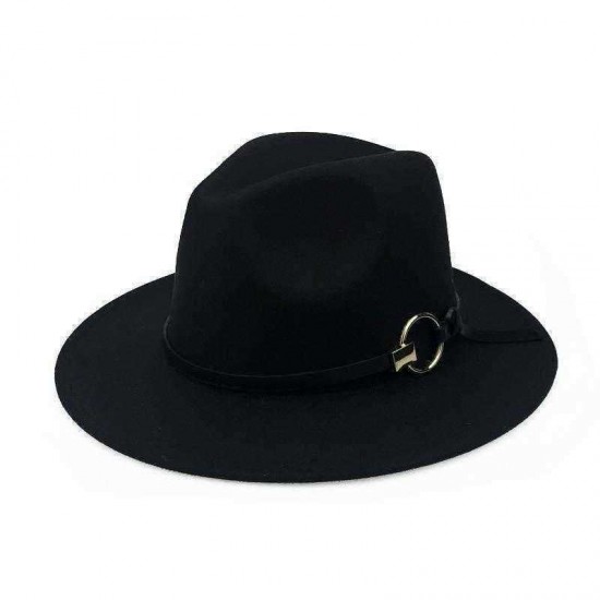 Men Women Vintage Felt Panama Style Beach Jazz Hat England Wide Brimmed Top Hat