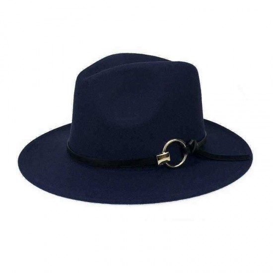 Men Women Vintage Felt Panama Style Beach Jazz Hat England Wide Brimmed Top Hat