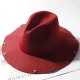 Men Women Vintage Panama Style Jazz Hat Leisure Woolen Wide Brimmed Top Hat