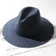 Men Women Vintage Panama Style Jazz Hat Leisure Woolen Wide Brimmed Top Hat