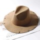 Men Women Vintage Panama Style Jazz Hat Leisure Woolen Wide Brimmed Top Hat