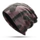 Men Women Vintage Patchwork Double Layers Earmuffs Beanie Hats Outdoor Slouch Skull Cap