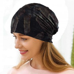 Men Women Vintage Patchwork Double Layers Earmuffs Beanie Hats Outdoor Slouch Skull Cap